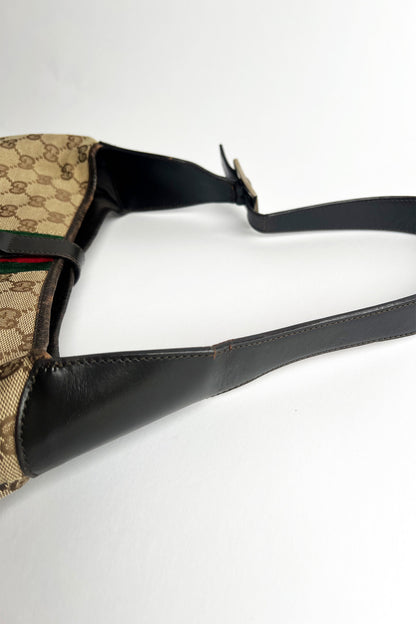 Vintage brown canvas Gucci jackie shoulder bag large