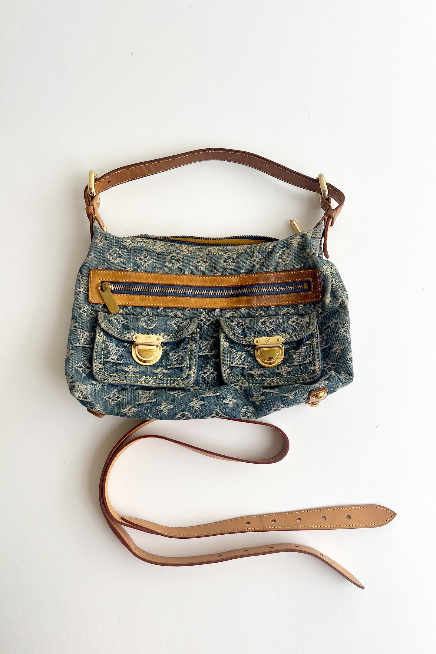 2006 Louis Vuitton Blue Denim Baggy PM Monogram Shoulder Bag