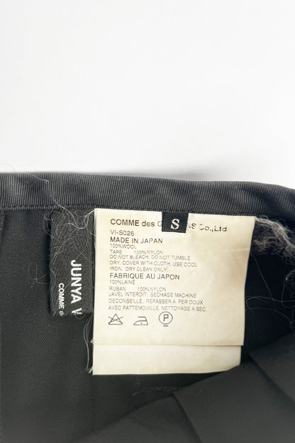 Vintage 2002 Junya Watanabe Comme des Garcons black wool bandage parachute plated maxi skirt S