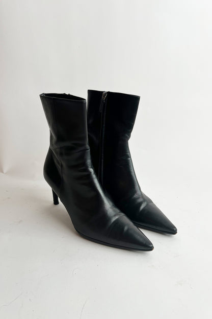 Vintage 90s black leather GUCCI kitten heel booties 8 1/2
