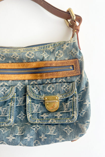 2006 Louis Vuitton Blue Denim Baggy PM Monogram Shoulder Bag
