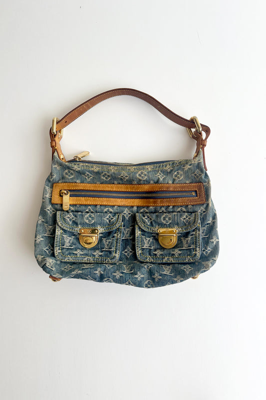 2006 Louis Vuitton Blue Denim Baggy PM Monogram Shoulder Bag