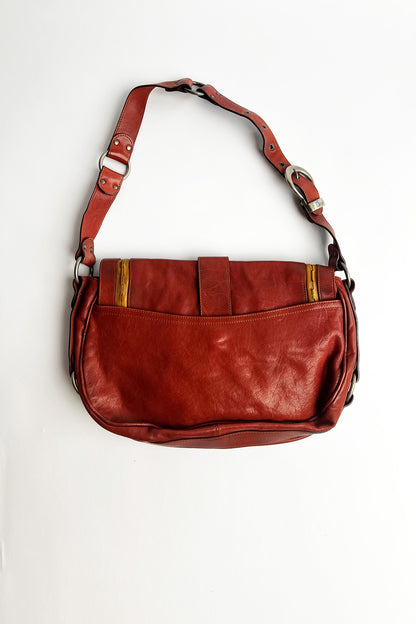 Vintage 90s John Galliano Dior Gaucho bag in red leather