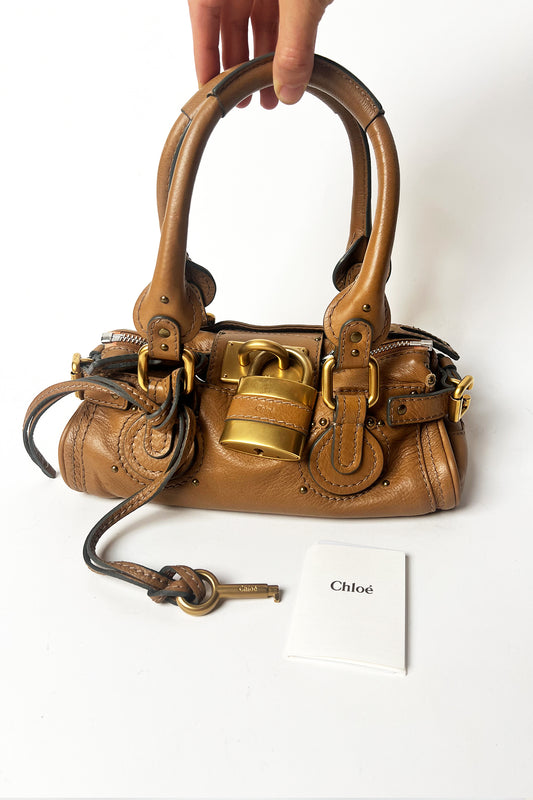 Vintage 2000s mini camel leather Chloe Paddington bag