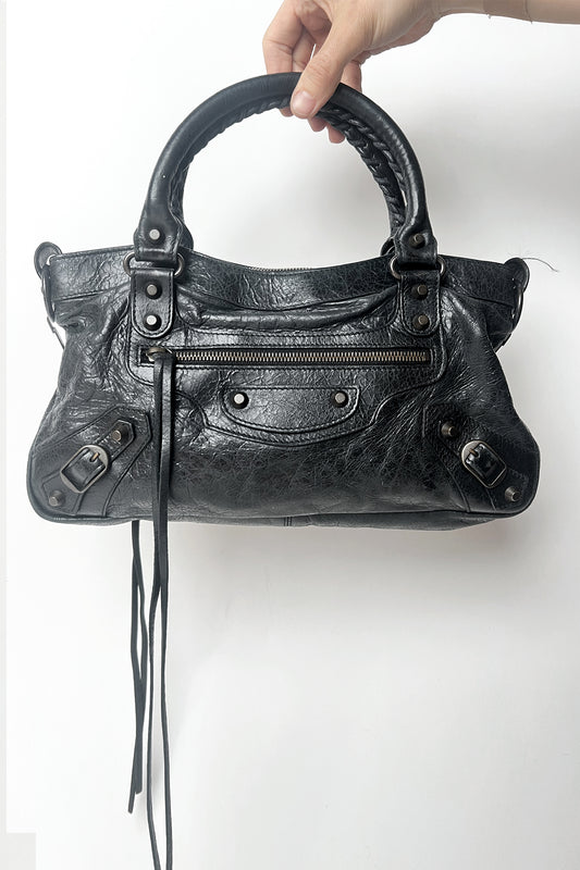 Vintage Balenciaga First black leather bag