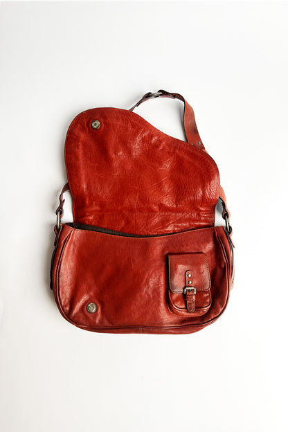 Vintage 90s John Galliano Dior Gaucho bag in red leather