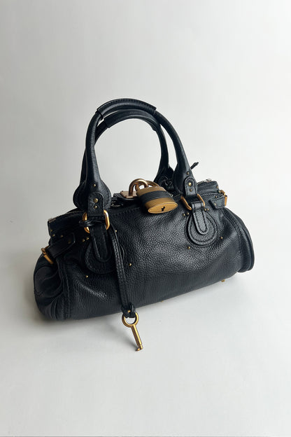 Vintage black leather Chloe Paddington bag