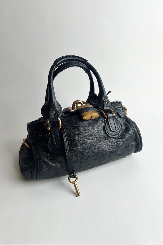 Vintage black leather Chloe Paddington bag