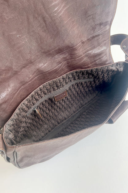 Vintage 90s John Galliano Dior Gaucho bag in brown leather