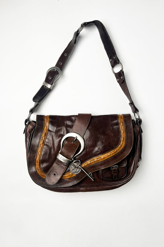 Vintage 90s John Galliano Dior Gaucho bag in brown leather