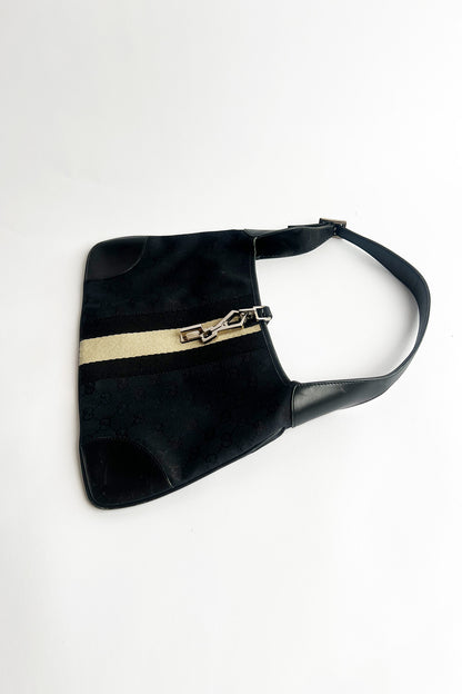 Vintage black canvas Gucci jackie shoulder bag