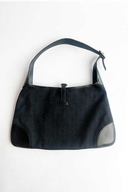 Vintage black canvas Gucci jackie shoulder bag