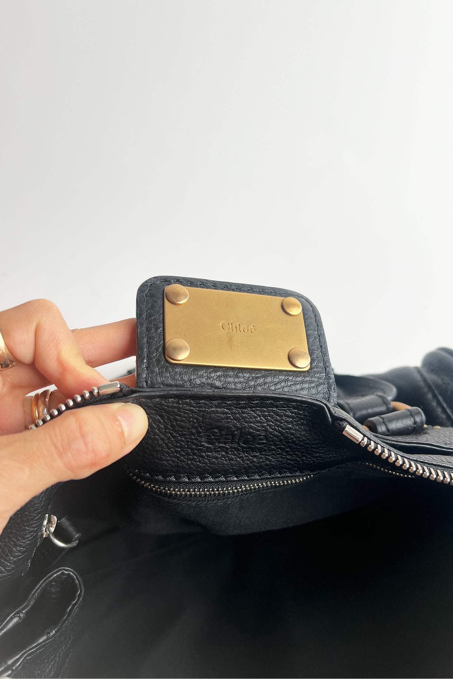 Vintage black leather Chloe Paddington bag