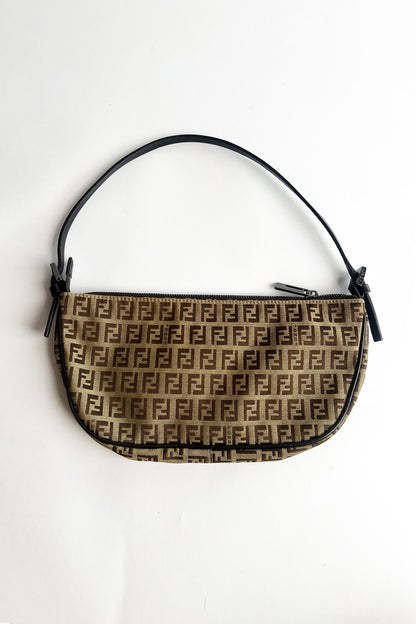 Vintage FENDI zucca shoulder bag with top zipper