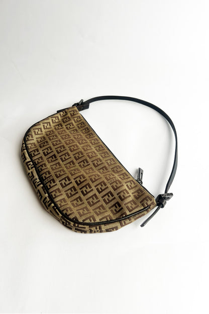 Vintage FENDI zucca shoulder bag with top zipper