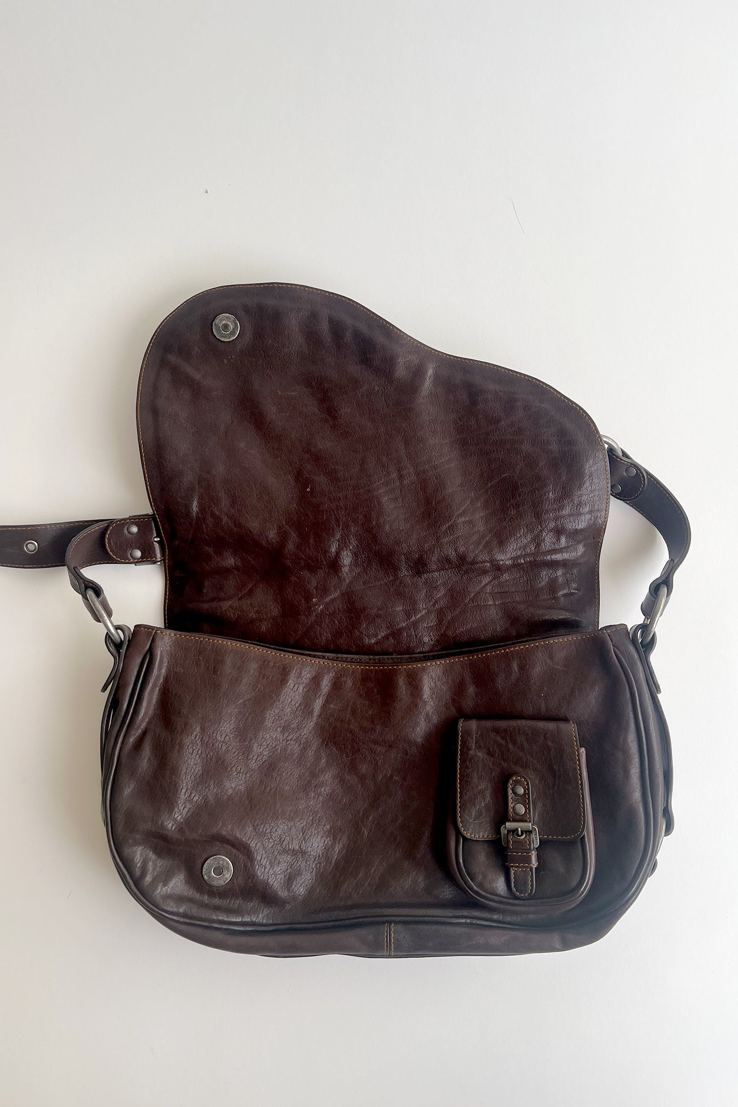 Vintage 90s John Galliano Dior Gaucho bag in brown leather