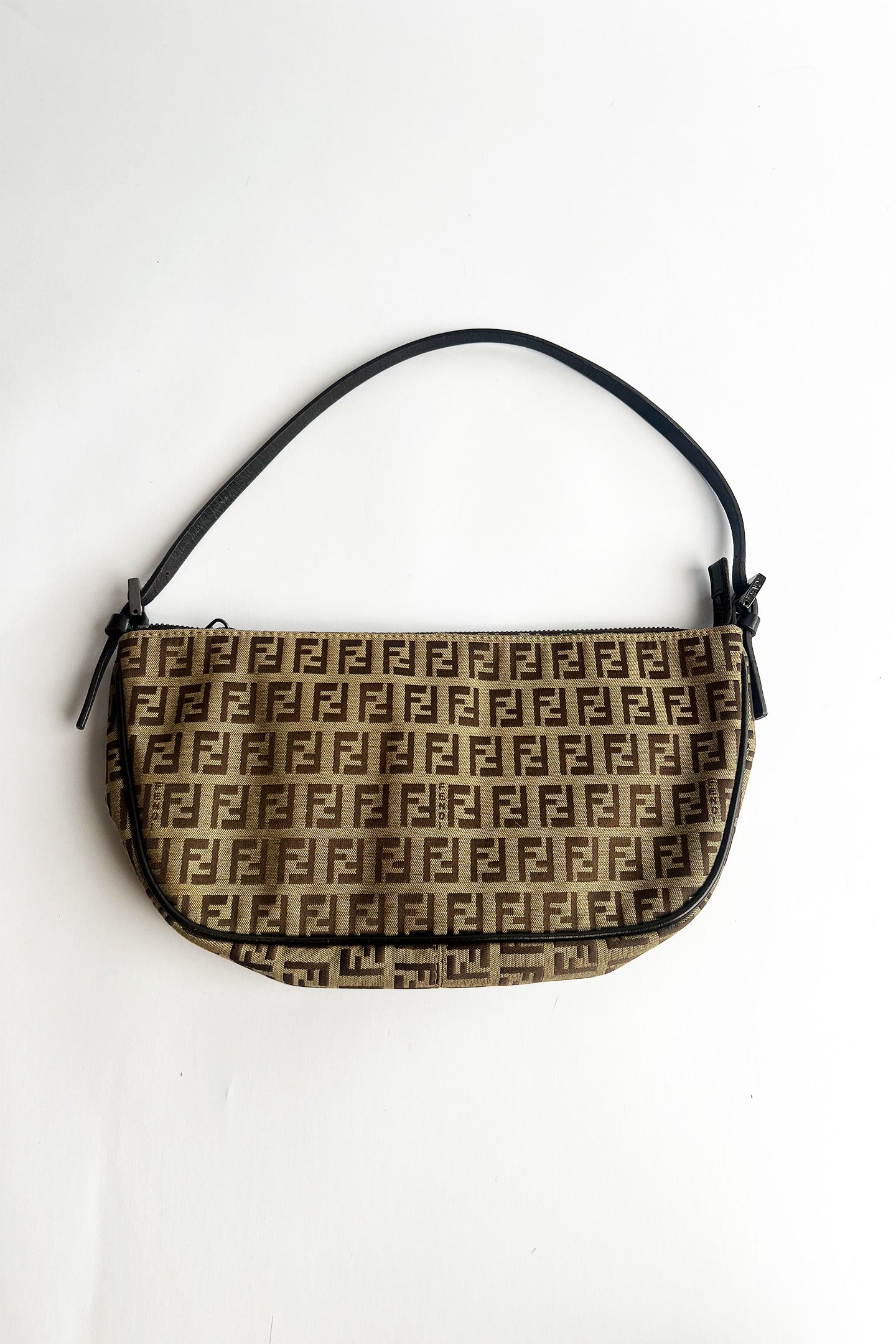 Vintage FENDI zucca shoulder bag with top zipper