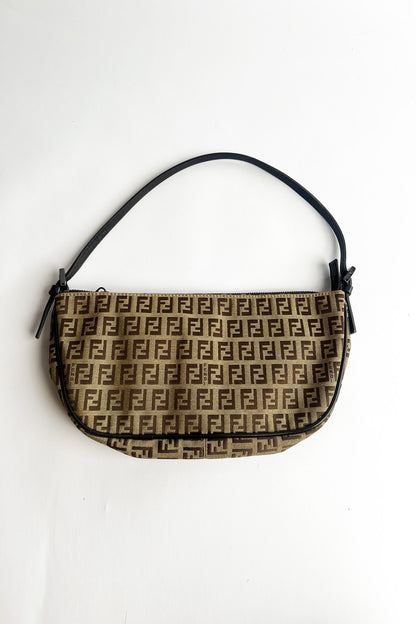 Vintage FENDI zucca shoulder bag with top zipper