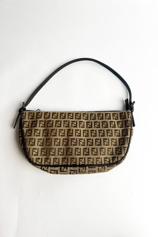 Vintage FENDI zucca shoulder bag with top zipper