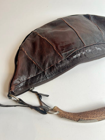 Vintage Rare 2000s Tom Ford YSL mombasa large horn bag with metal hardware