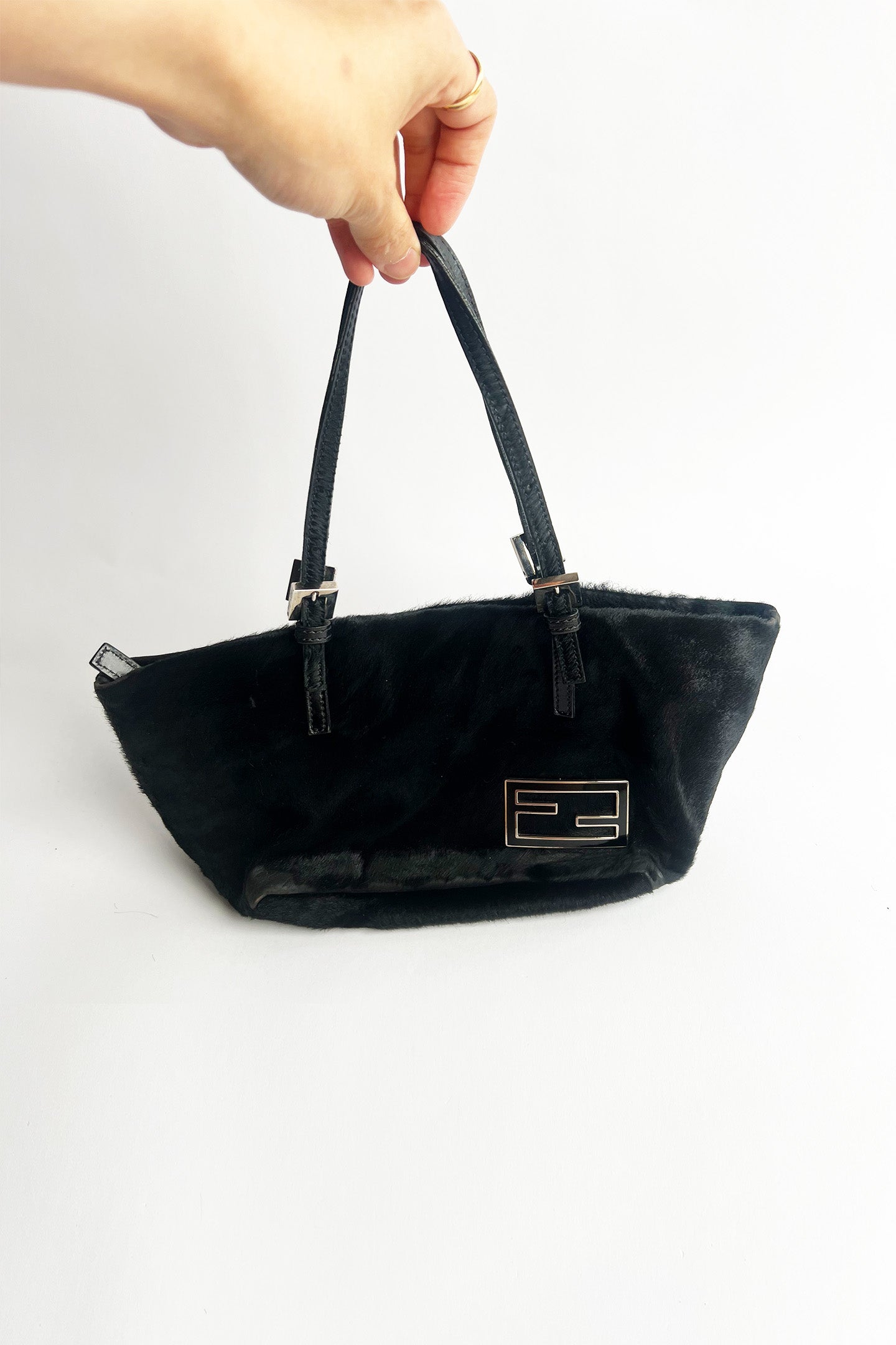 Vintage FENDI black cowhide mini tote