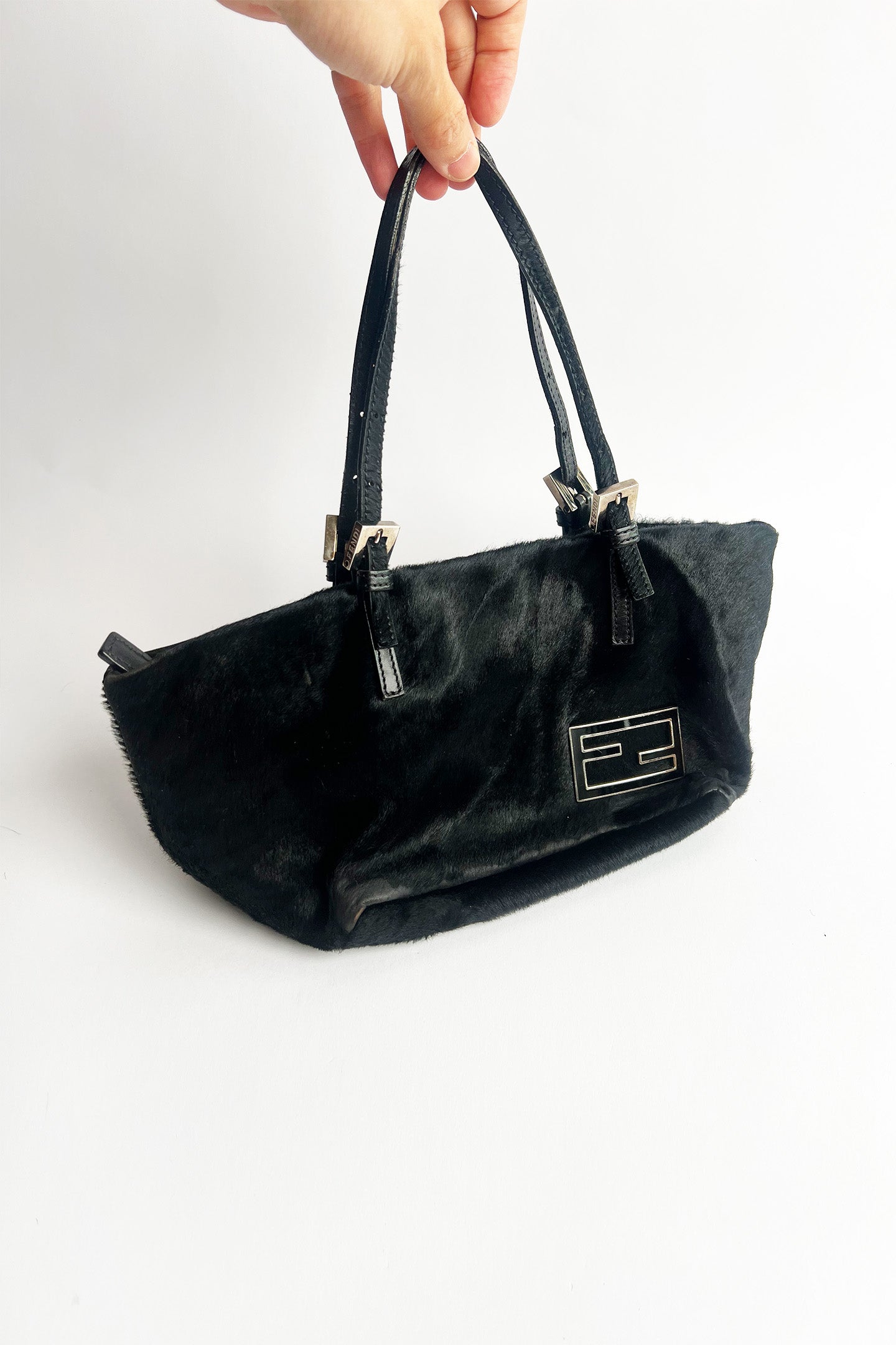 Vintage FENDI black cowhide mini tote