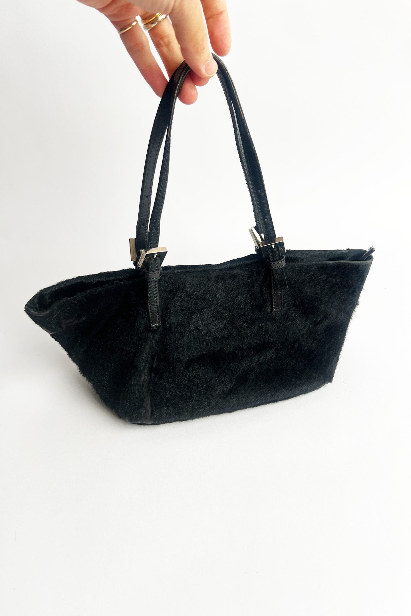 Vintage FENDI black cowhide mini tote