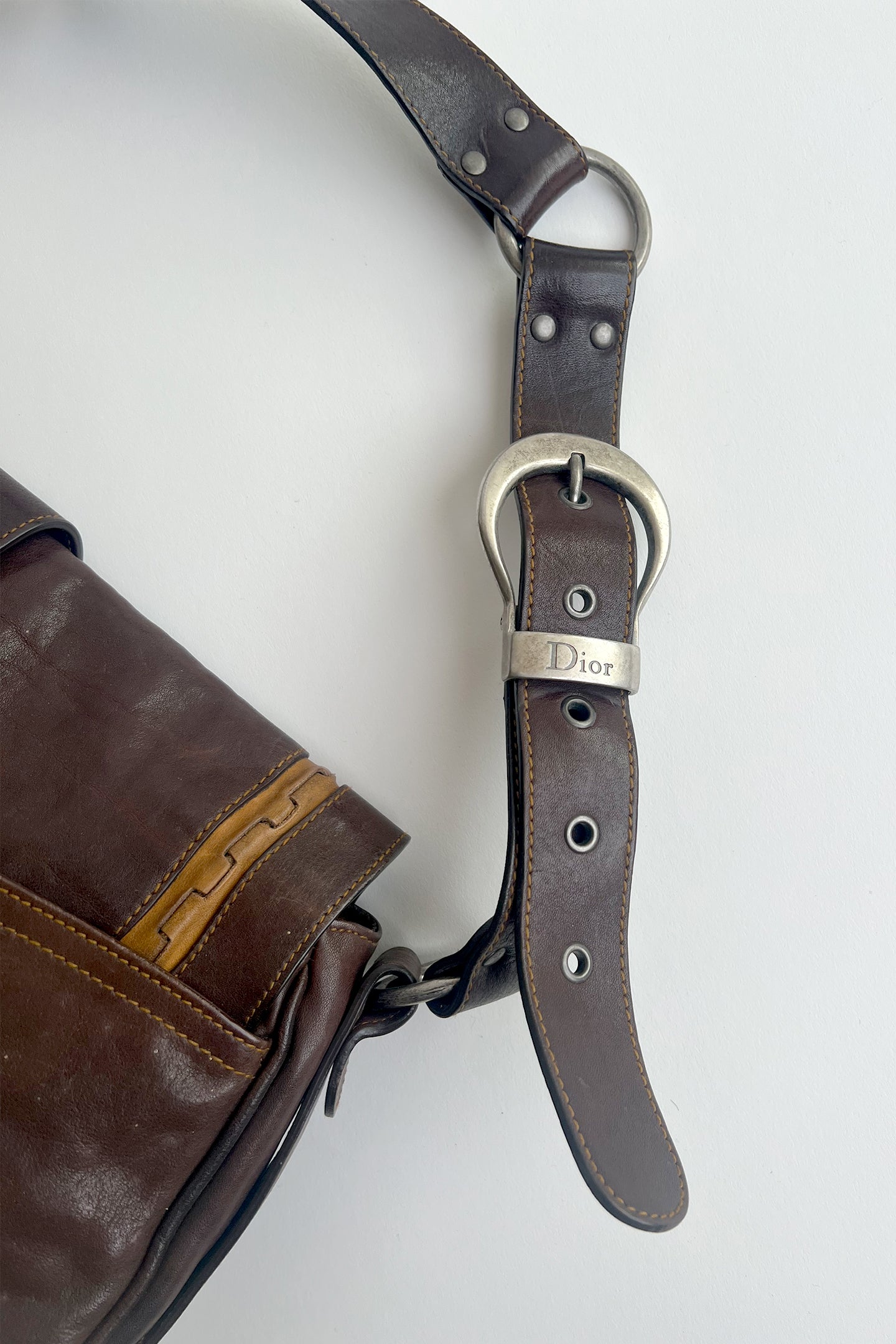 Vintage 90s John Galliano Dior Gaucho bag in brown leather