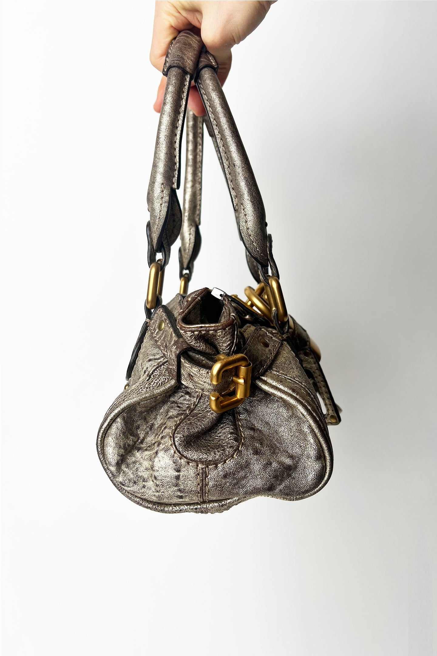 Vintage 2000s Chloe Mini Paddington bag in Metalic leather