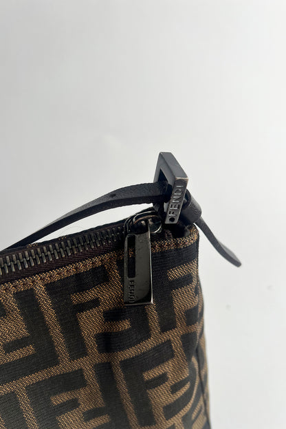Vintage FENDI zucca shoulder bag with top zipper