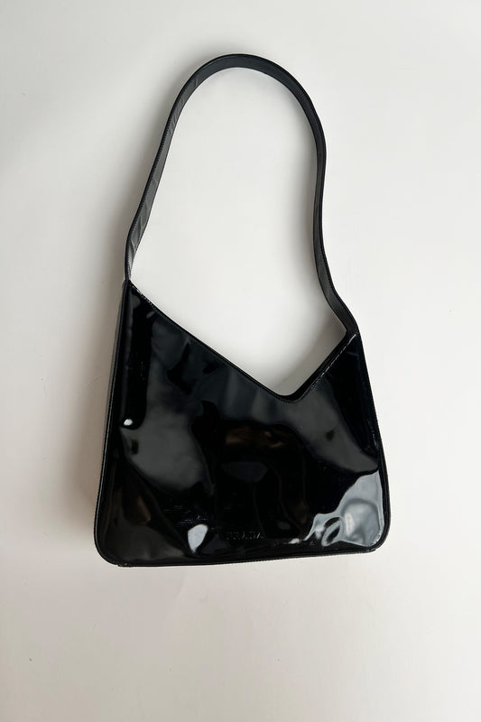 Vintage 90s black Patent leather Prada shoulder bag
