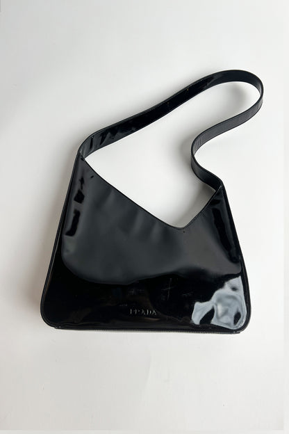 Vintage 90s black Patent leather Prada shoulder bag