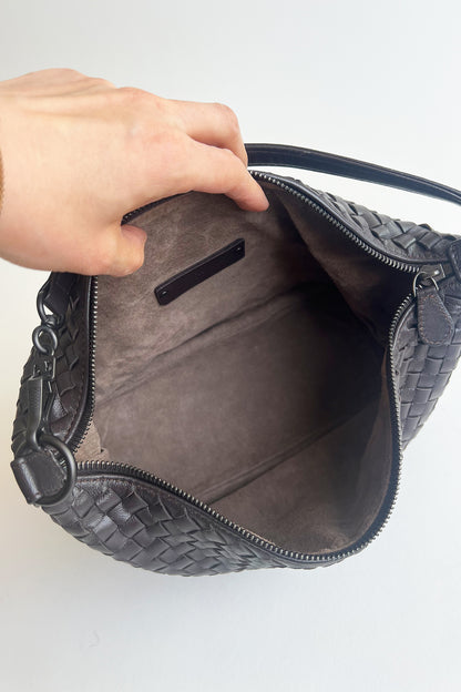Vintage Bottega Veneta brown woven leather shoulder bag