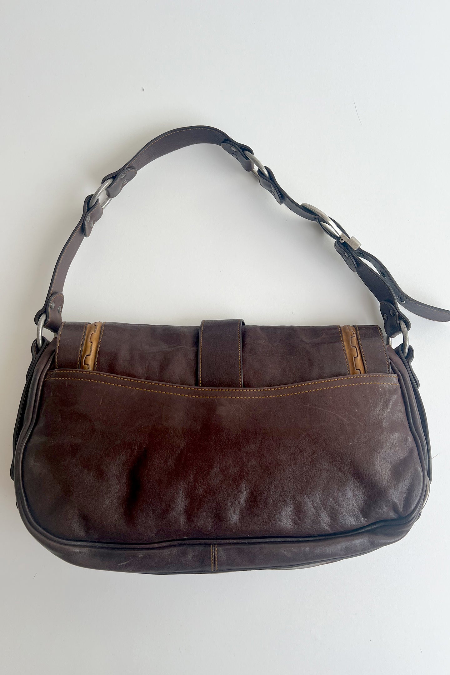 Vintage 90s John Galliano Dior Gaucho bag in brown leather
