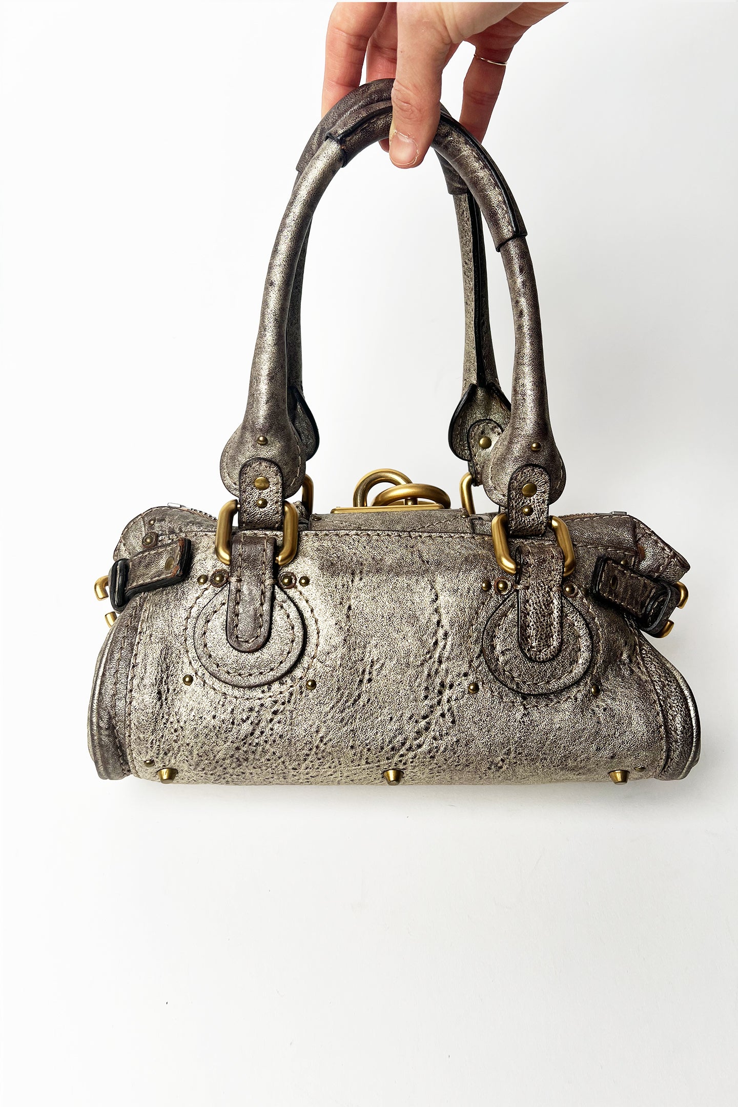 Vintage 2000s Chloe Mini Paddington bag in Metalic leather