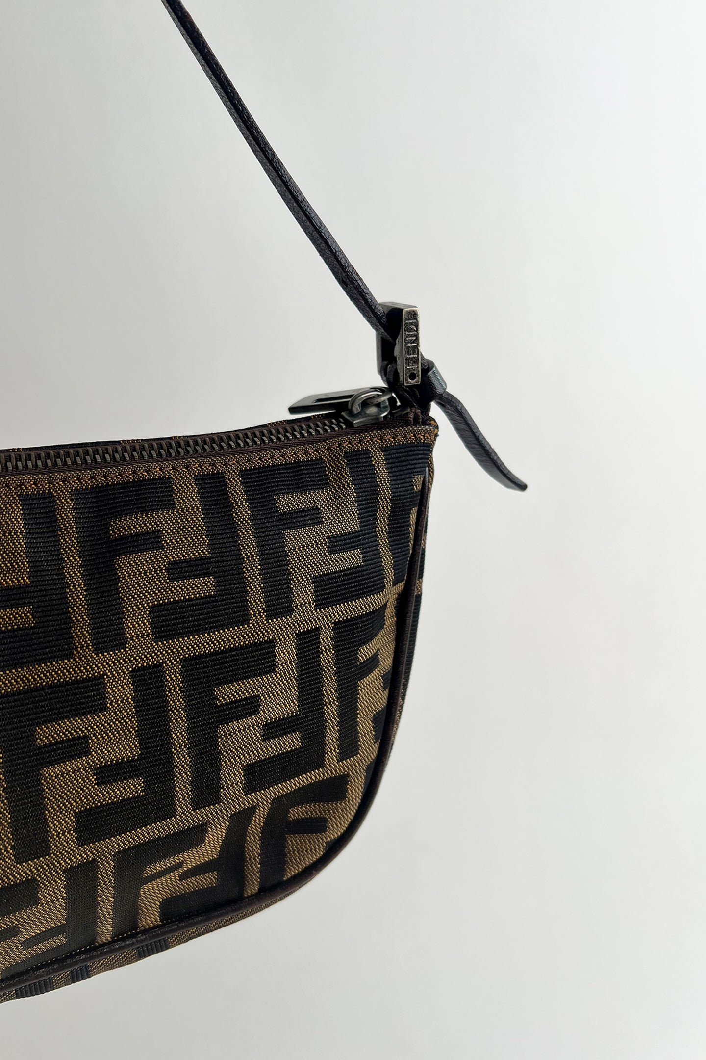 Vintage FENDI zucca shoulder bag with top zipper