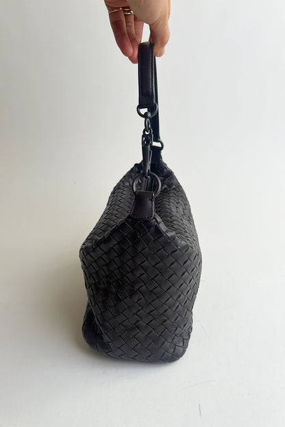 Vintage Bottega Veneta brown woven leather shoulder bag