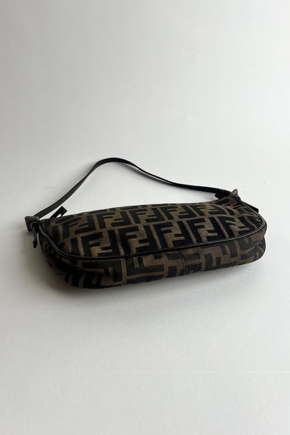 Vintage FENDI zucca shoulder bag with top zipper