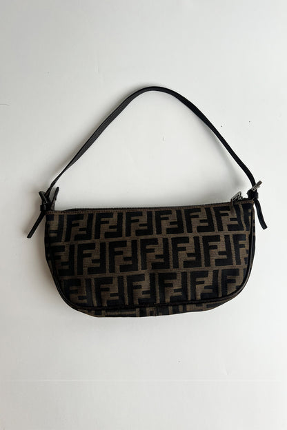 Vintage FENDI zucca shoulder bag with top zipper