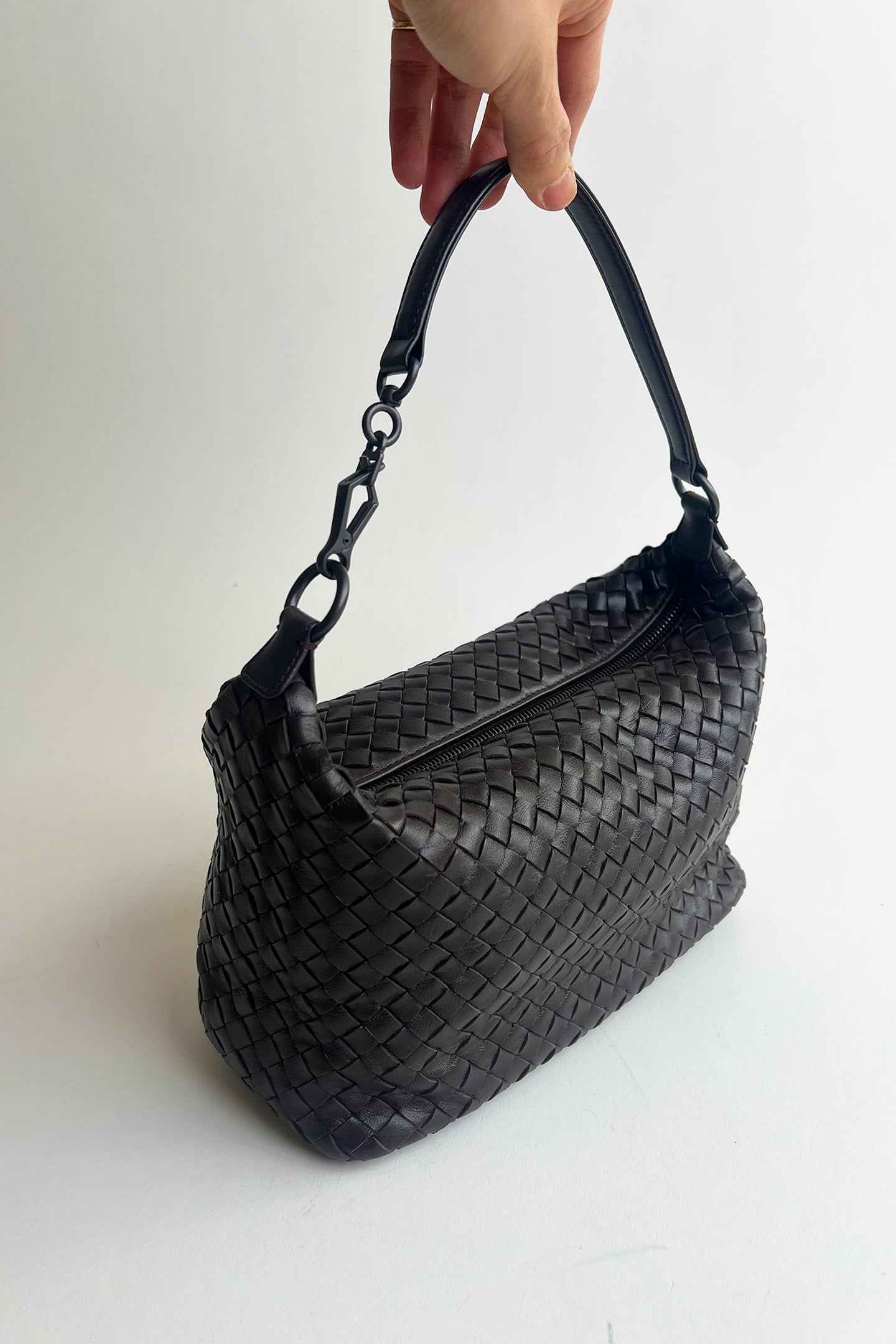 Vintage Bottega Veneta brown woven leather shoulder bag