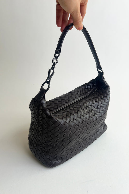 Vintage Bottega Veneta brown woven leather shoulder bag