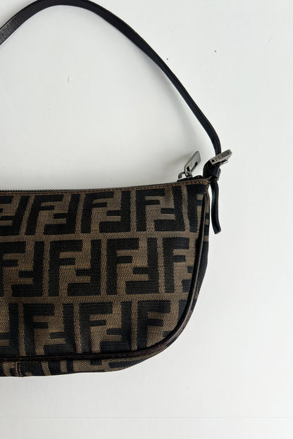 Vintage FENDI zucca shoulder bag with top zipper