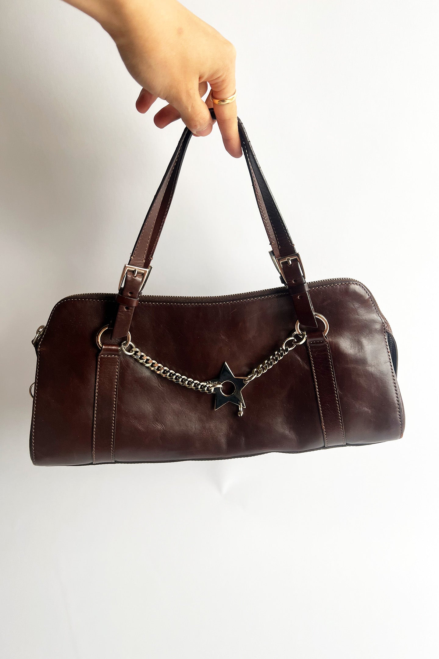 Vintage John Galliano piercing bag in brown leather
