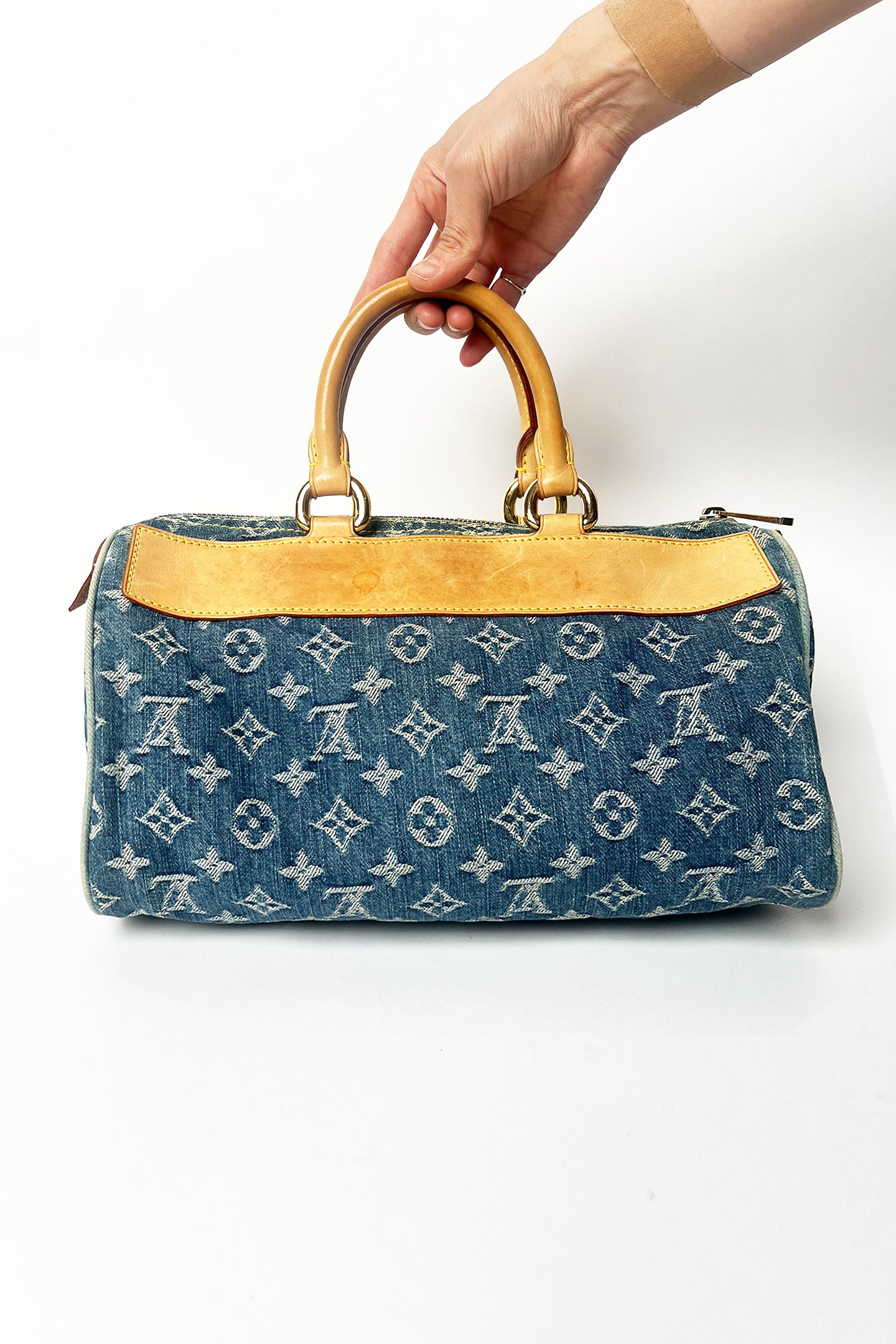 2005 vintage LOUIS VUITTON Monogram Denim Neo Speedy Hand Bag