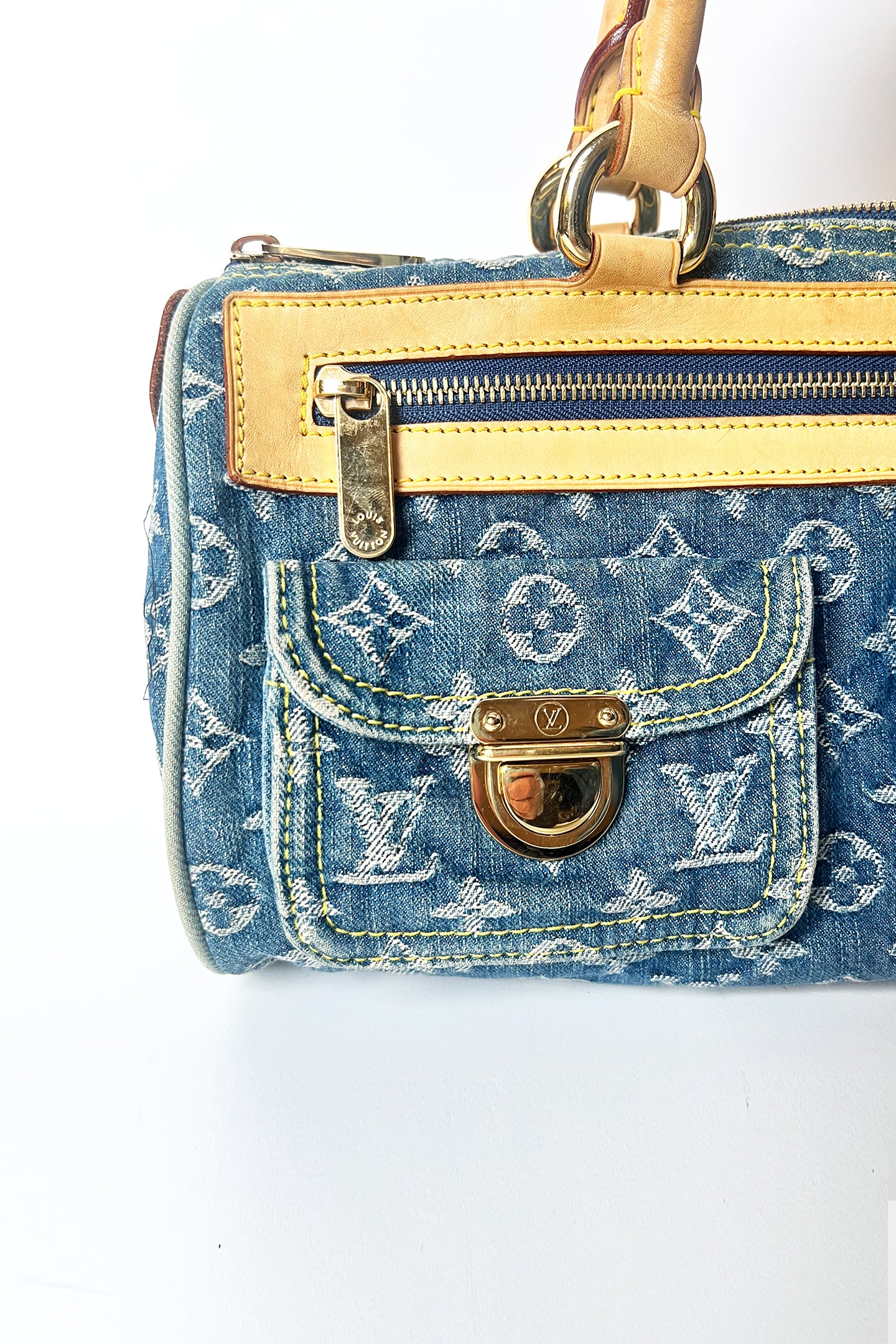 2005 vintage LOUIS VUITTON Monogram Denim Neo Speedy Hand Bag