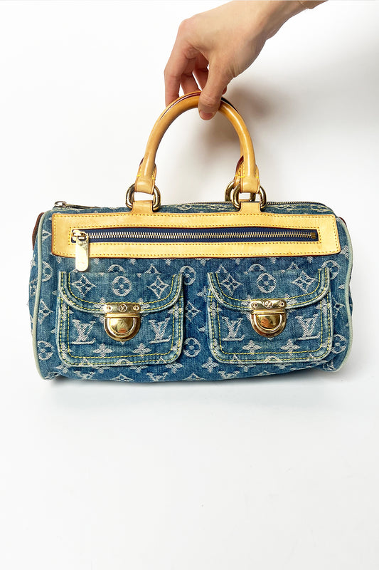 2005 vintage LOUIS VUITTON Monogram Denim Neo Speedy Hand Bag