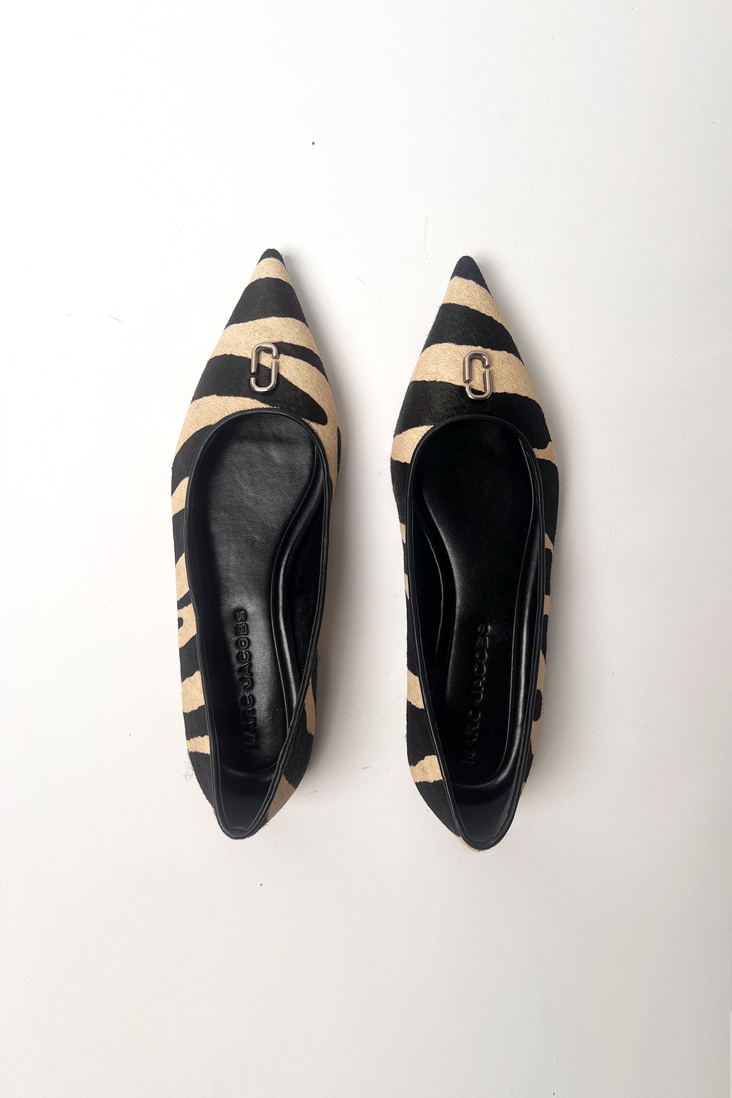 Marc Jacobs cowhide zebra print pointed toe flats