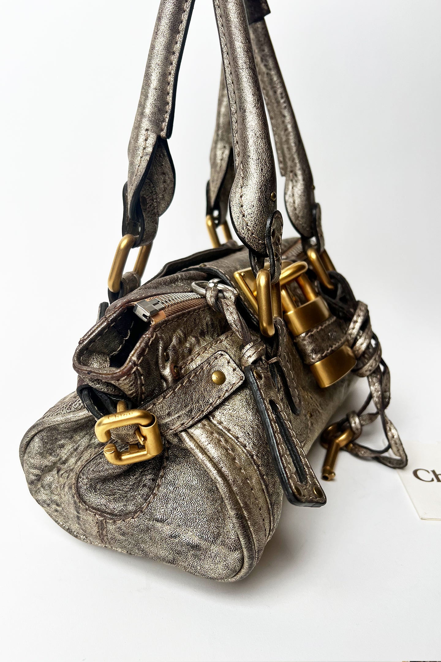 Vintage 2000s Chloe Mini Paddington bag in Metalic leather