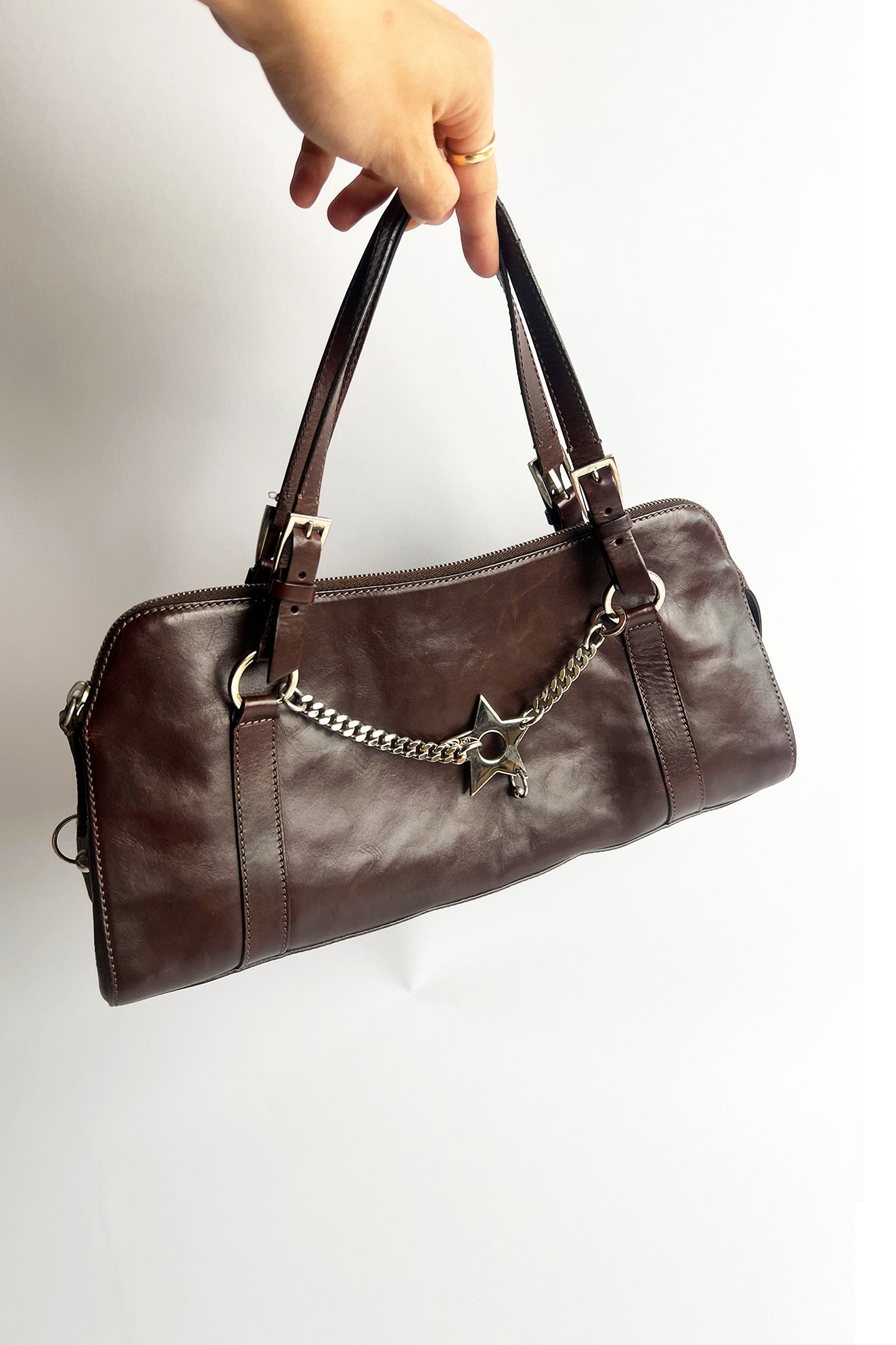 Vintage John Galliano piercing bag in brown leather