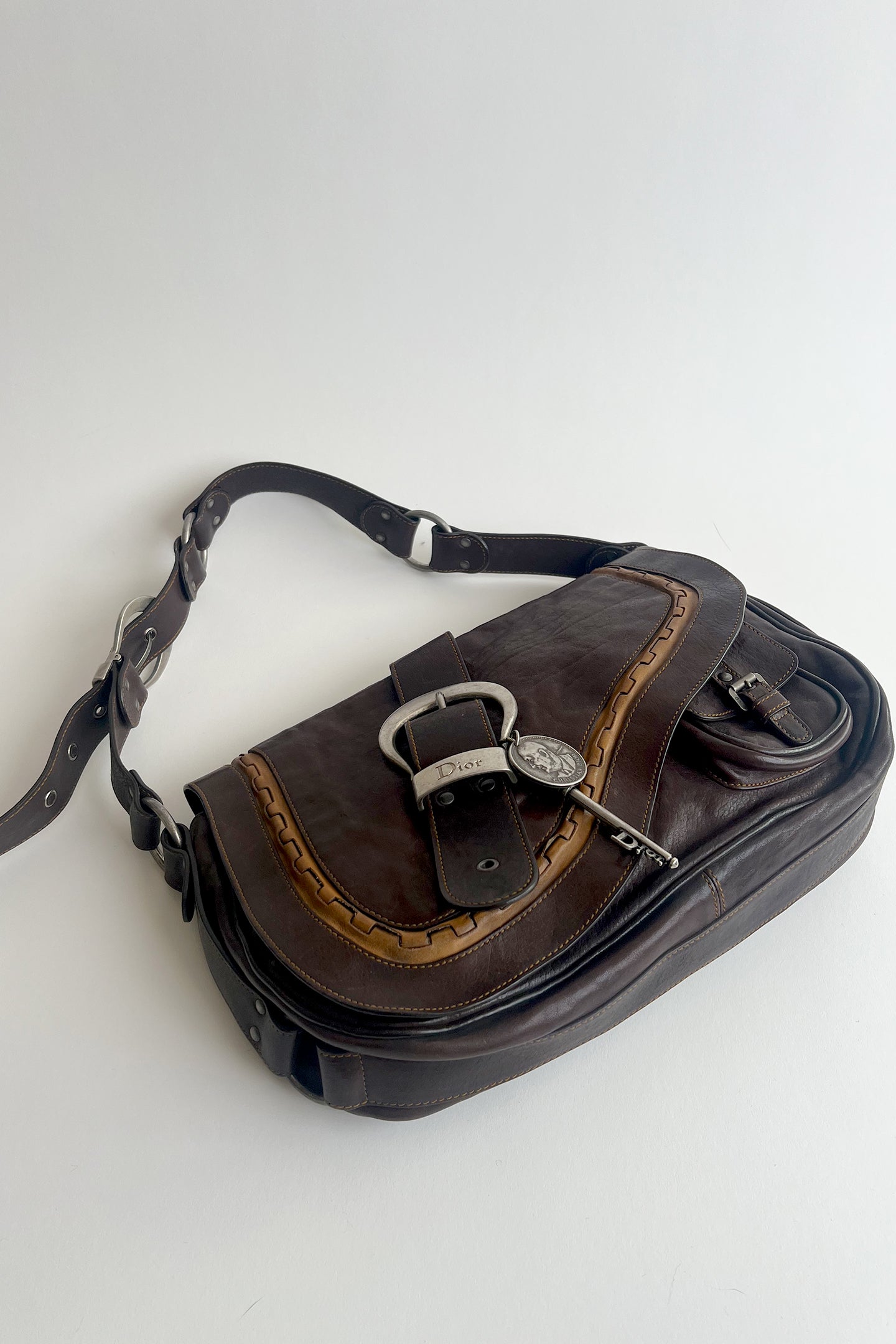 Vintage 90s John Galliano Dior Gaucho bag in brown leather